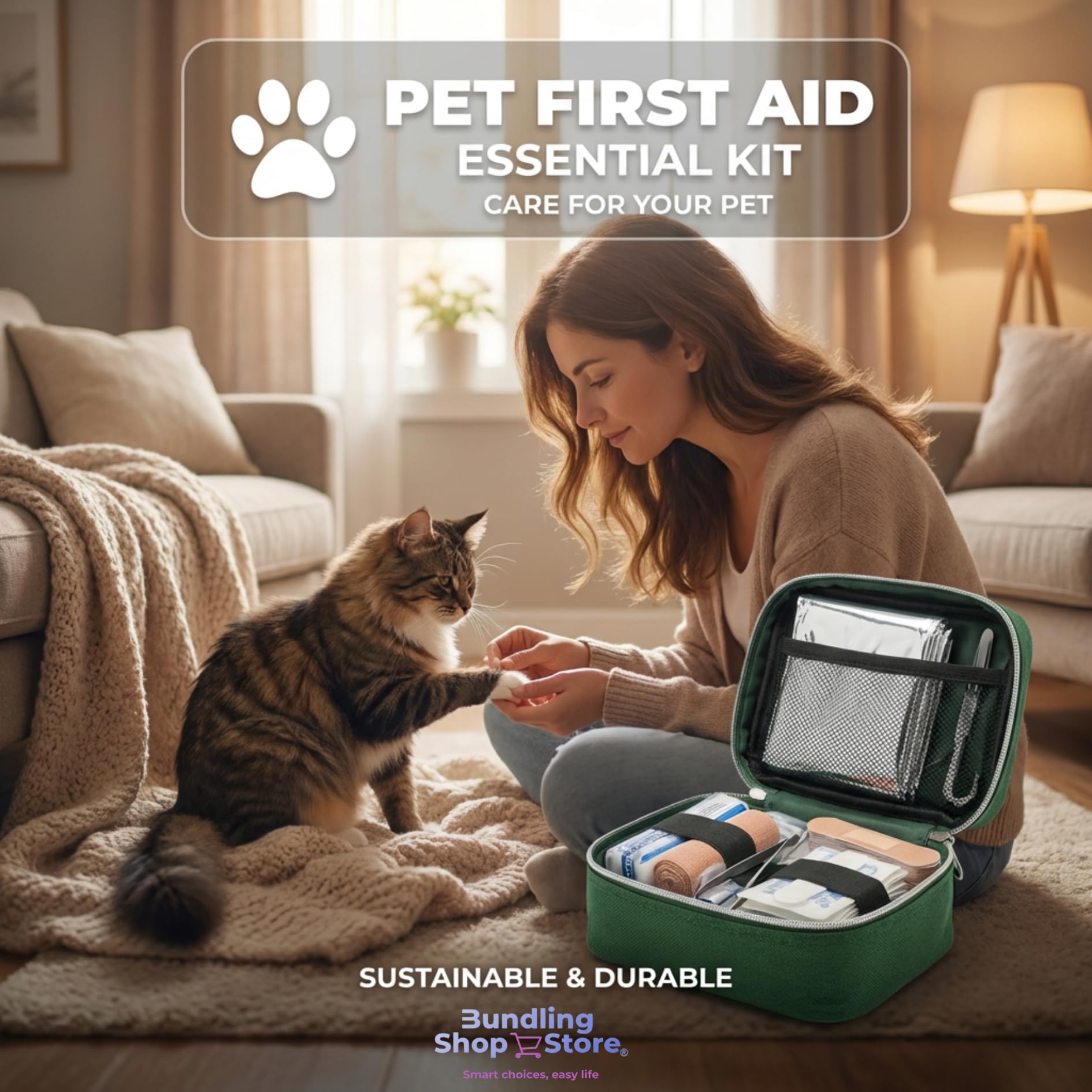 Premium Pet First Aid Kit for Dogs & Cats - 60pc - Mini First aid kit Compact Emergency Medical Supplies - Lightweight & Waterproof Case for Hiking, Travel & Home - Includes Tick Remover & Emergency - image 6