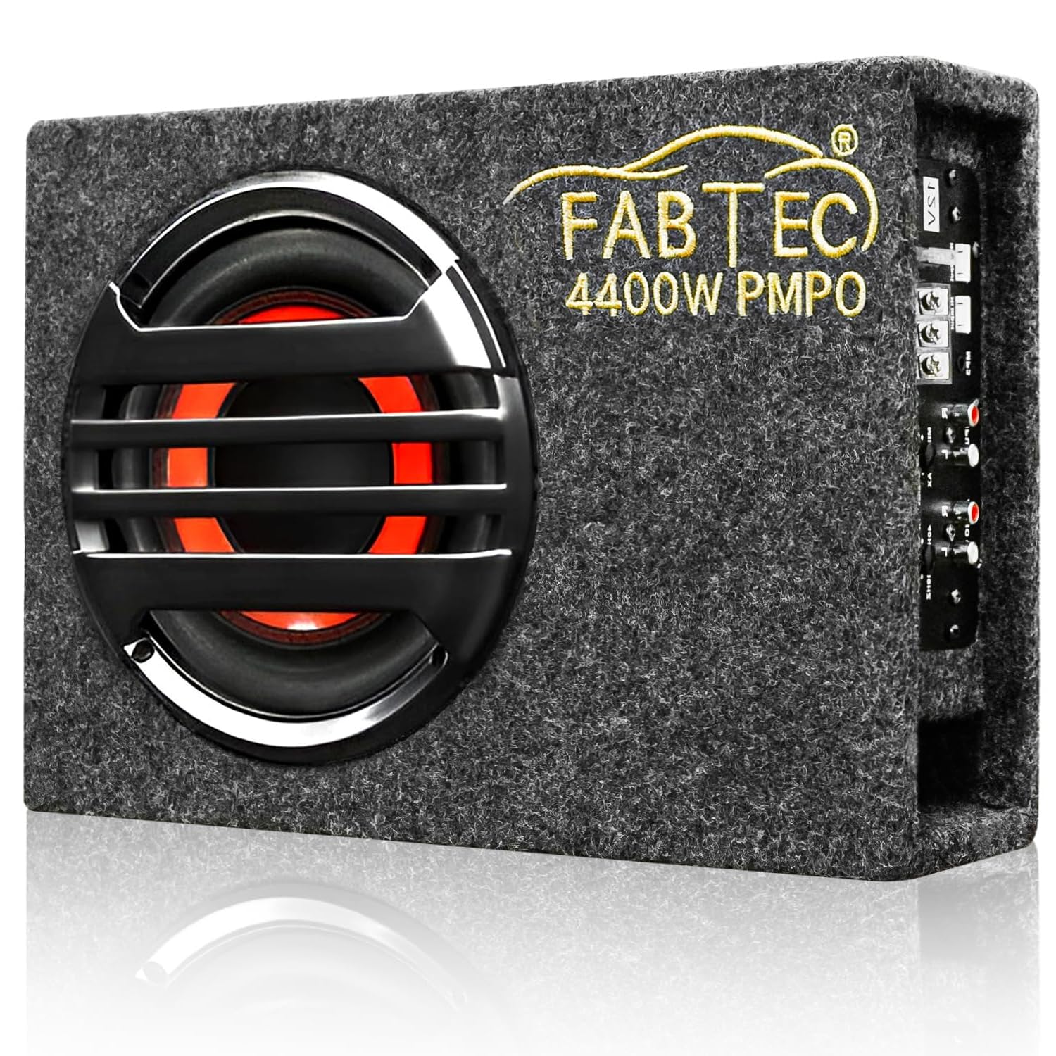 FABTEC 8 Inch Under Seat Active Subwoofer Bass Tube for Cars (Inbuilt Amp, 200 Rms), Black-image-2