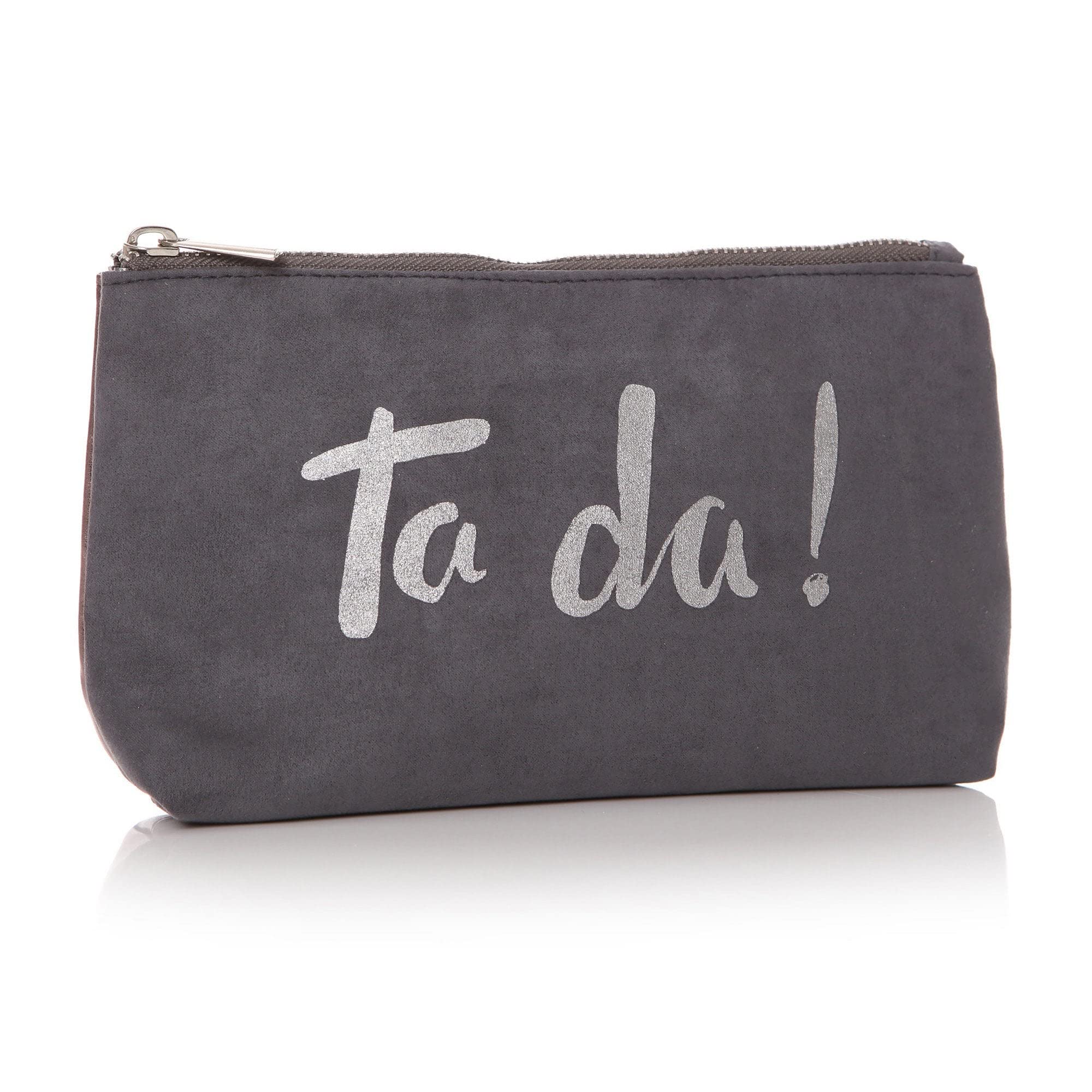 Ta Da! Ladies Faux Suede Cosmetic Bag in Grey from Shruti