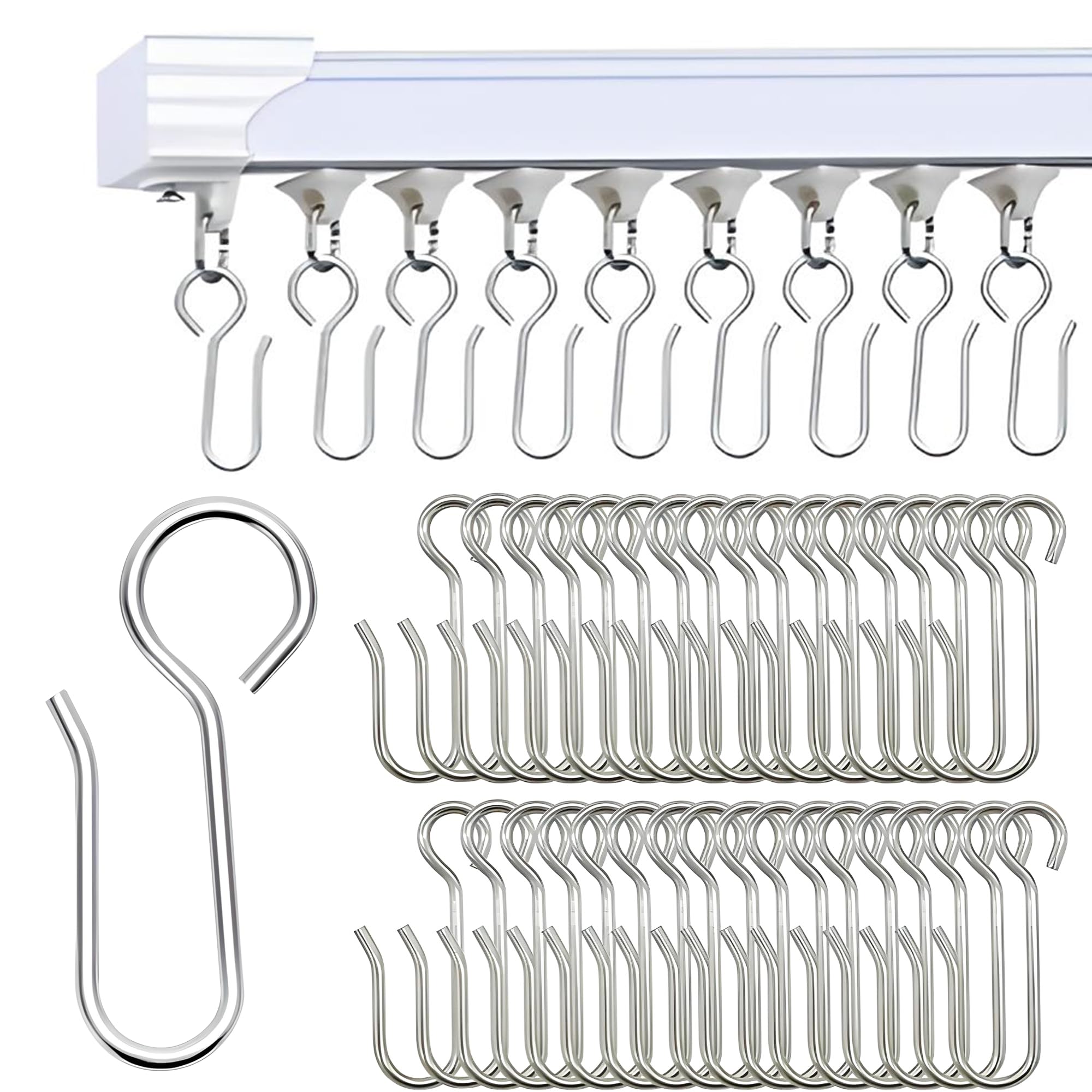 Amazon.com: Urbanred Iron Curtain Track Hooks, S-Shape,Heavy-Duty
