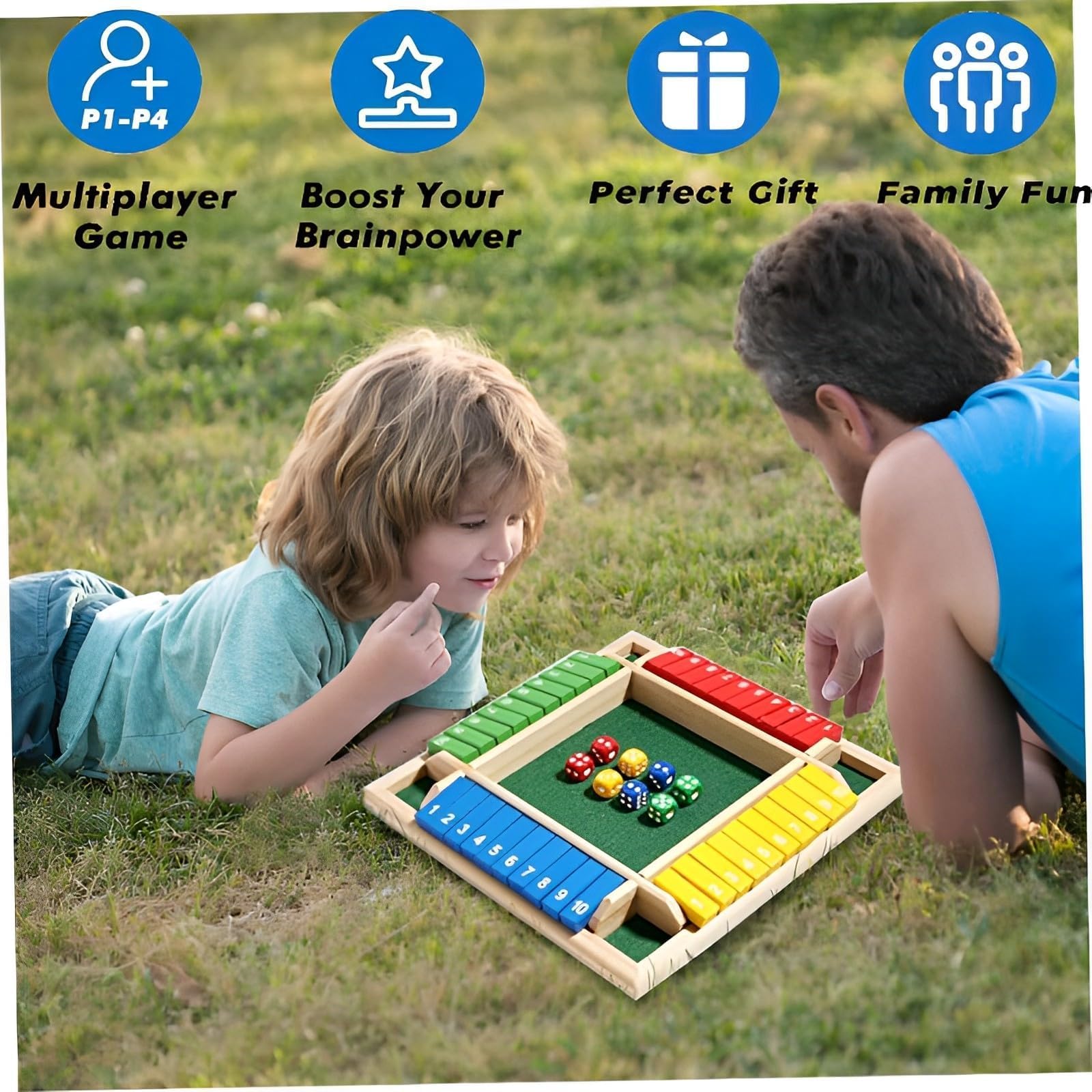 Japace Shut The Box spel, bordspel van hout, 4 spelers, dobbelspel, wiskunde, educatief speelgoed, kinderen, bordspel, familie vanaf 3, 4, 5, 6 jaar, reisspellen, volwassenen, traditionele Japace Shut The Box spel, bordspel van hout, 4 spelers, dobbelspel, wiskunde, educatief speelgoed, kinderen, bordspel, familie vanaf 3, 4, 5, 6 jaar, reisspellen, volwassenen, traditionele