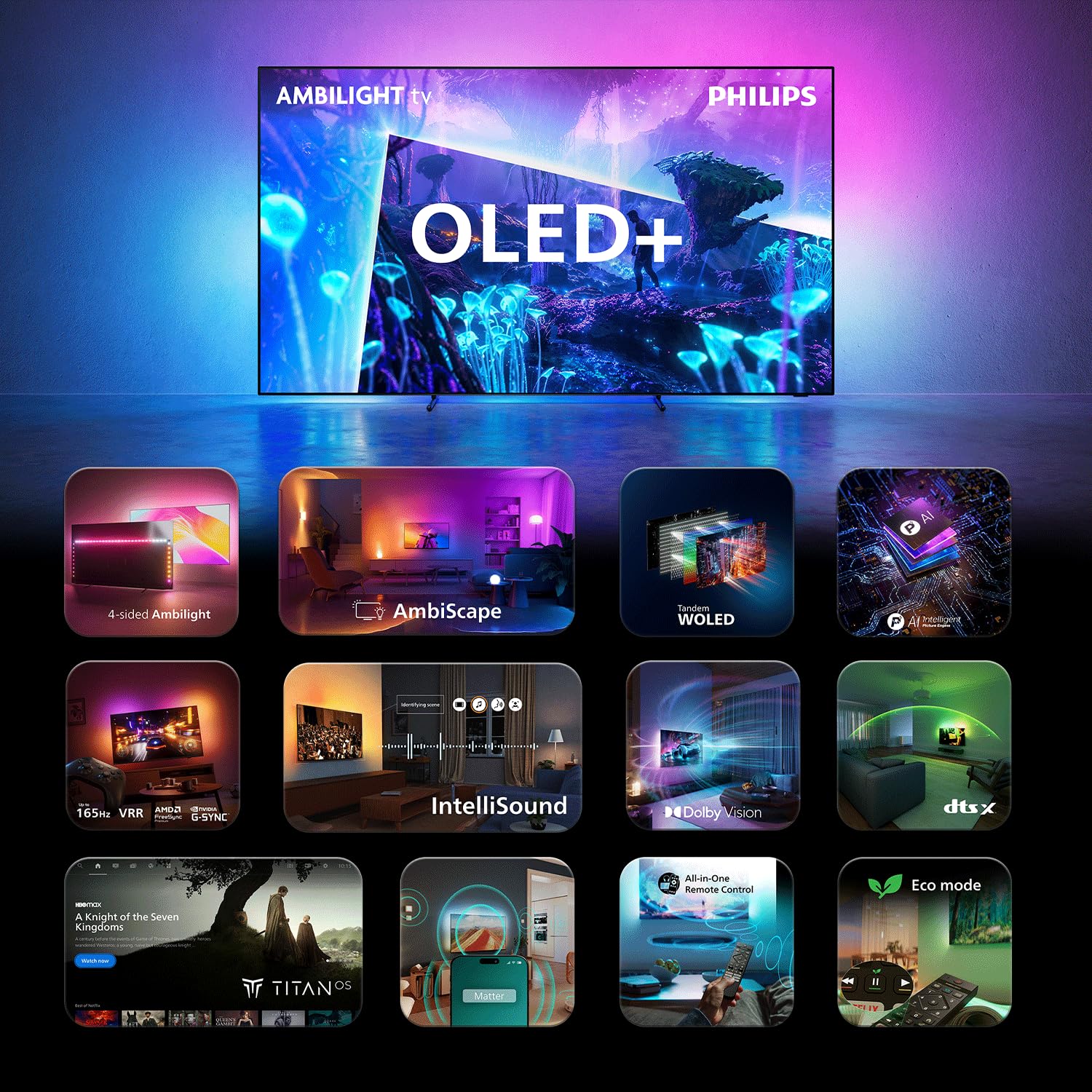 PHILIPS Ambilight TV 65OLED951/12 téléviseur Intelligent OLED 4K, 65 Pouces