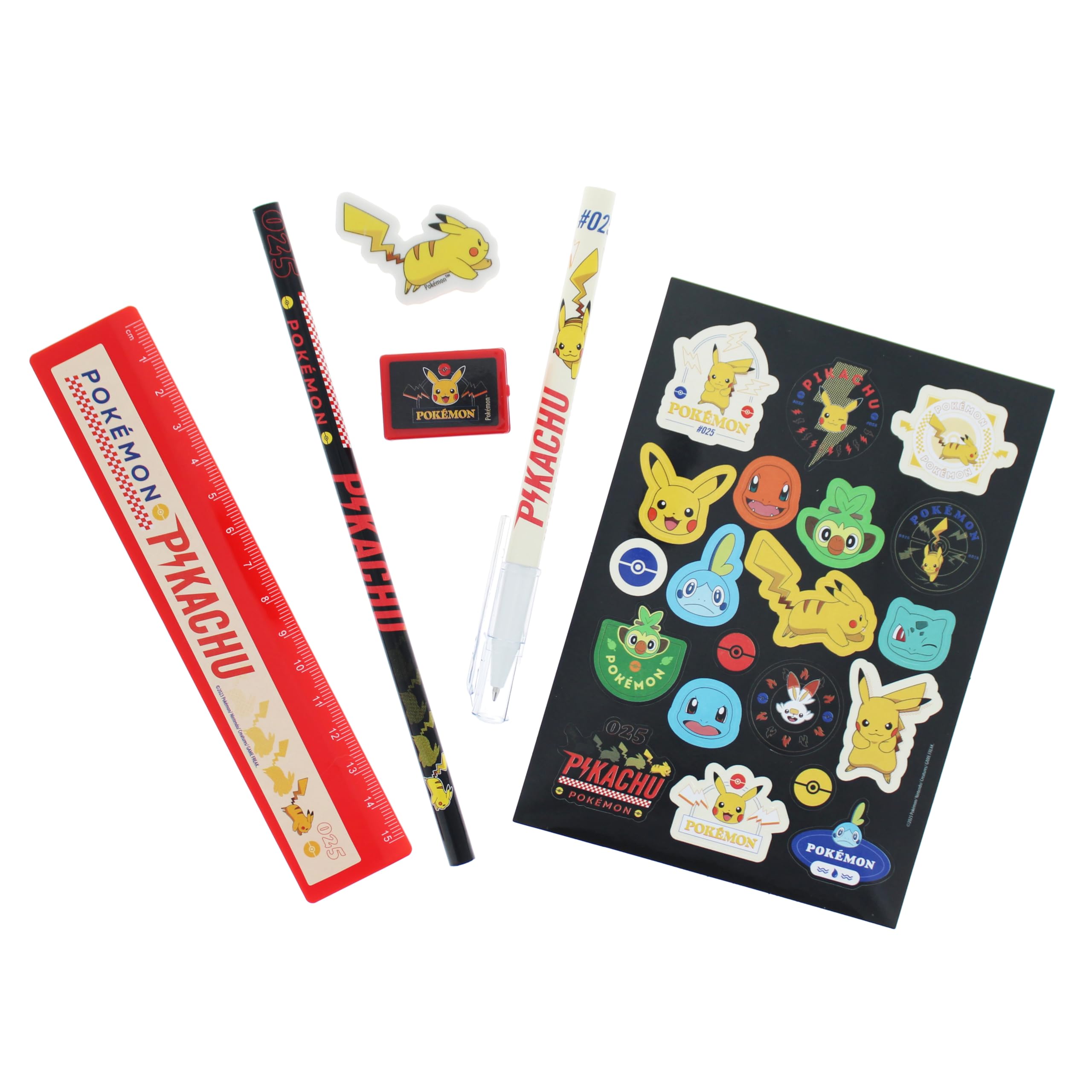 Pokémon Ensemble Papeterie Pikachu - Cahier A5, Autocollants, Stylo Et Plus Dans Portefeuille Zip