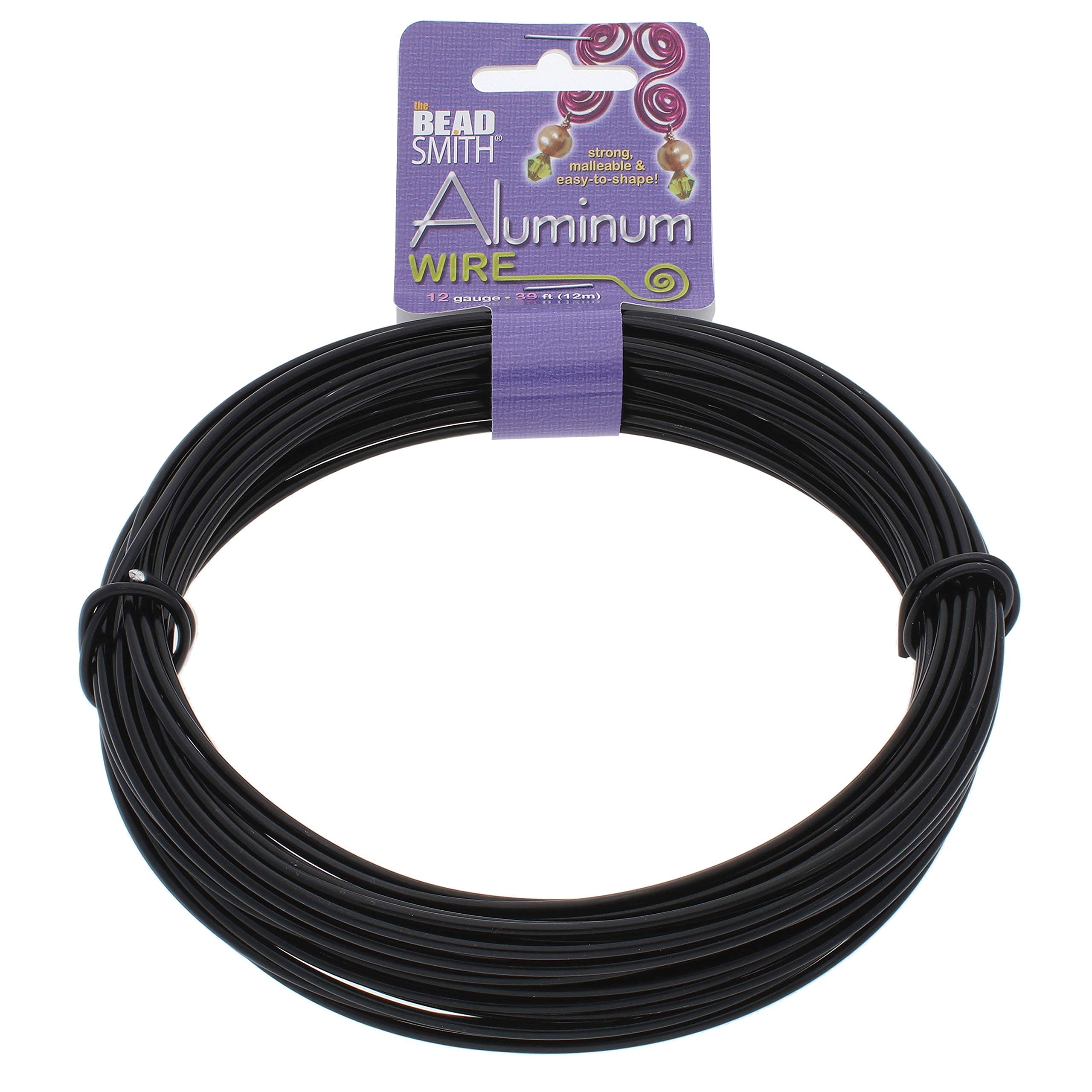 BeadSmith WCR-4103 11.8m Aluminum Craft Wire, Black, (12 gauge/39ft)