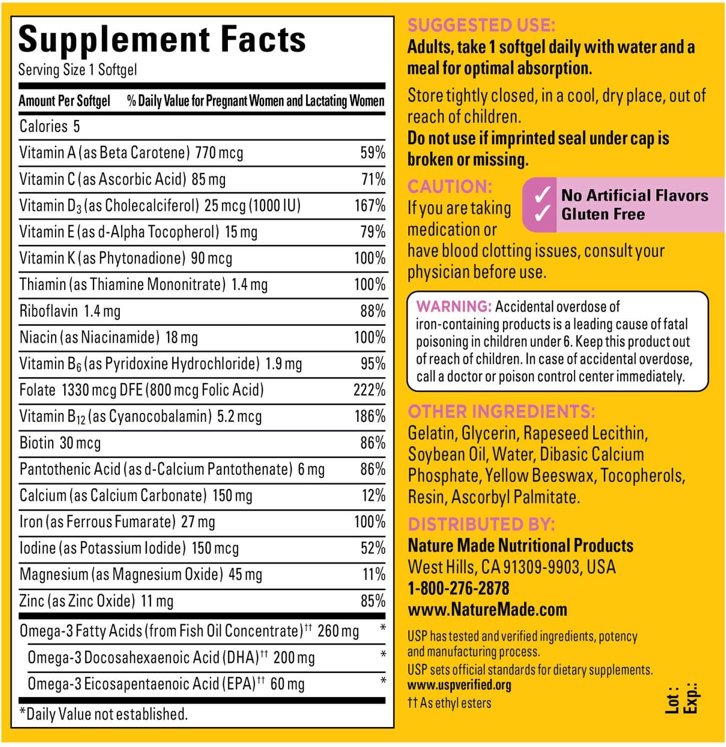 Nature Made Prenatal + DHA 200 mg Softgels (.150 Count)