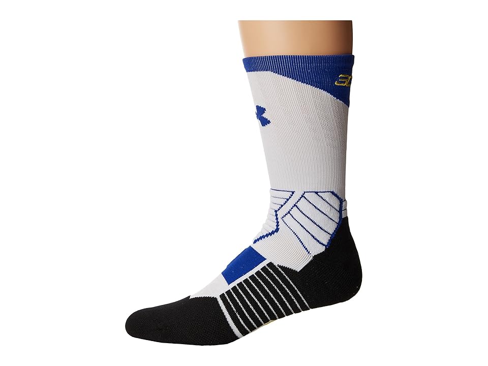

Under Armour UA Basketball Curry Crew (White/Royal/Taxi Yellow) Men's Crew Cut Socks Shoes