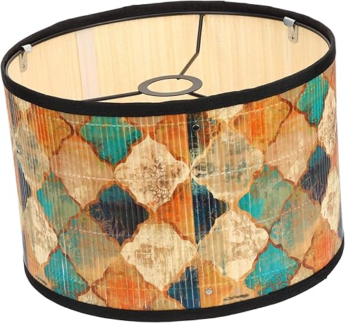 Pantalla de tambor para decoración de país, pantalla de luz colgante, luz colgante tejida, bombilla de vela, pantalla de mesa, pantalla de luz