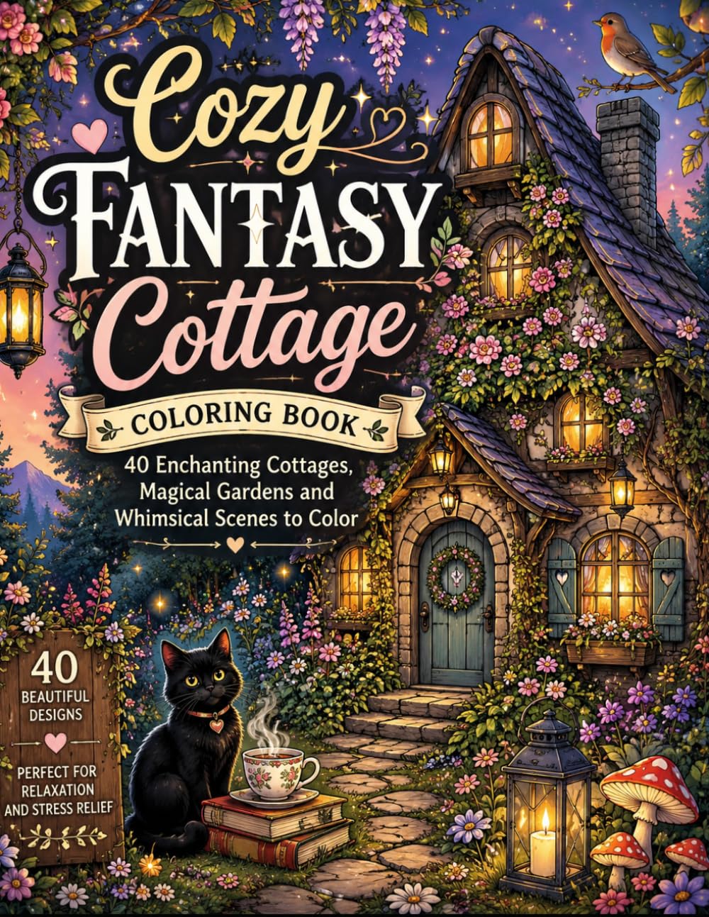 Cozy Fantasy Cottage Coloring Book: 40 Enchanting Cottages, Magical Gardens and Whimsical Scenes to Color