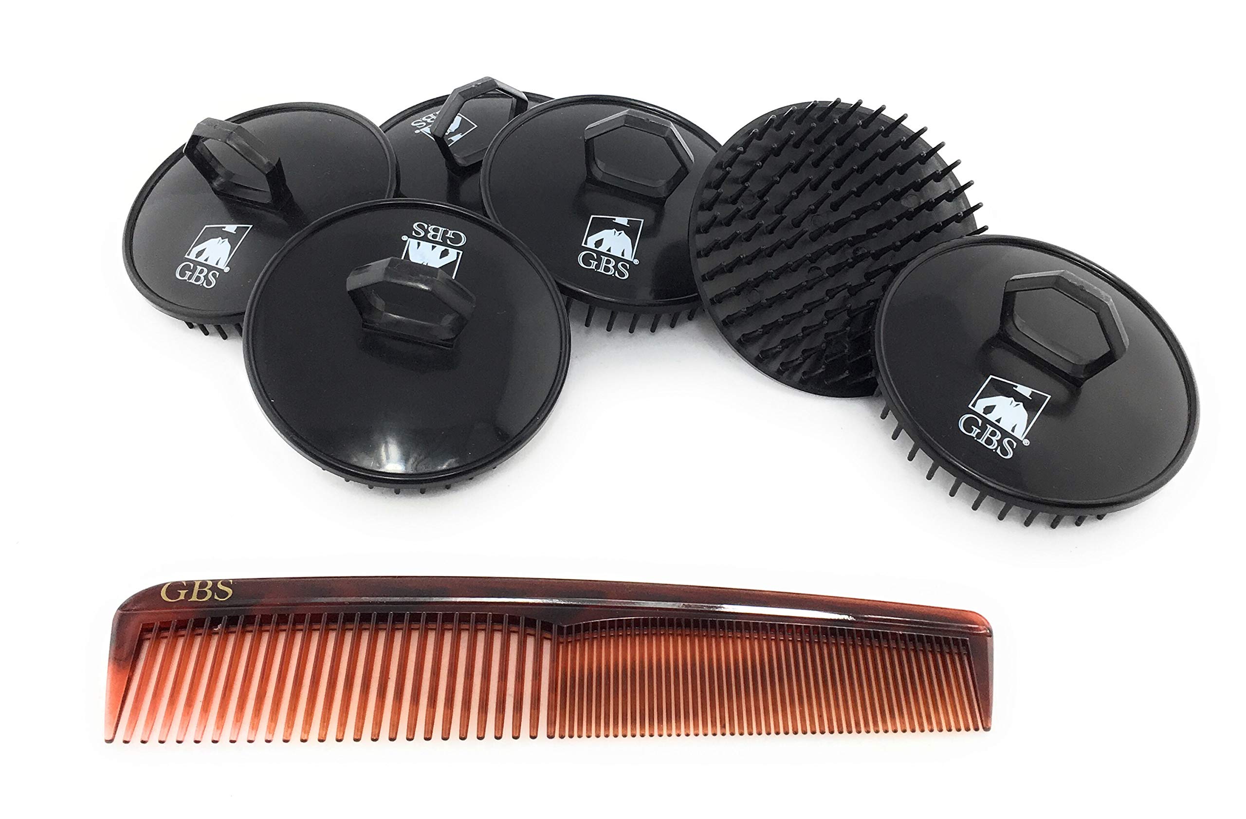 GBS Invigorating Shampoo Scalp Brush Black Pack of 6 and GBS Tortoise Dressing Comb