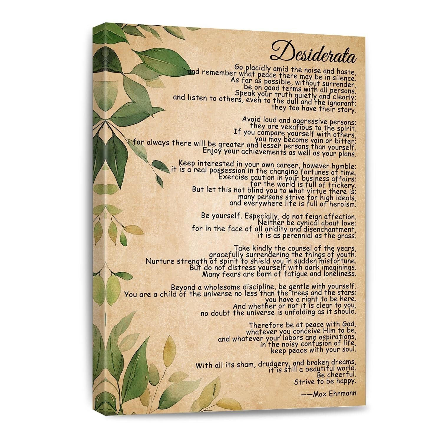 FNYUVNFAF Go Placidly Amid The Noise And Haste Desiderata Poem Max Ehrmann Inspirational Encouraging Quote For Office Home Study Decor