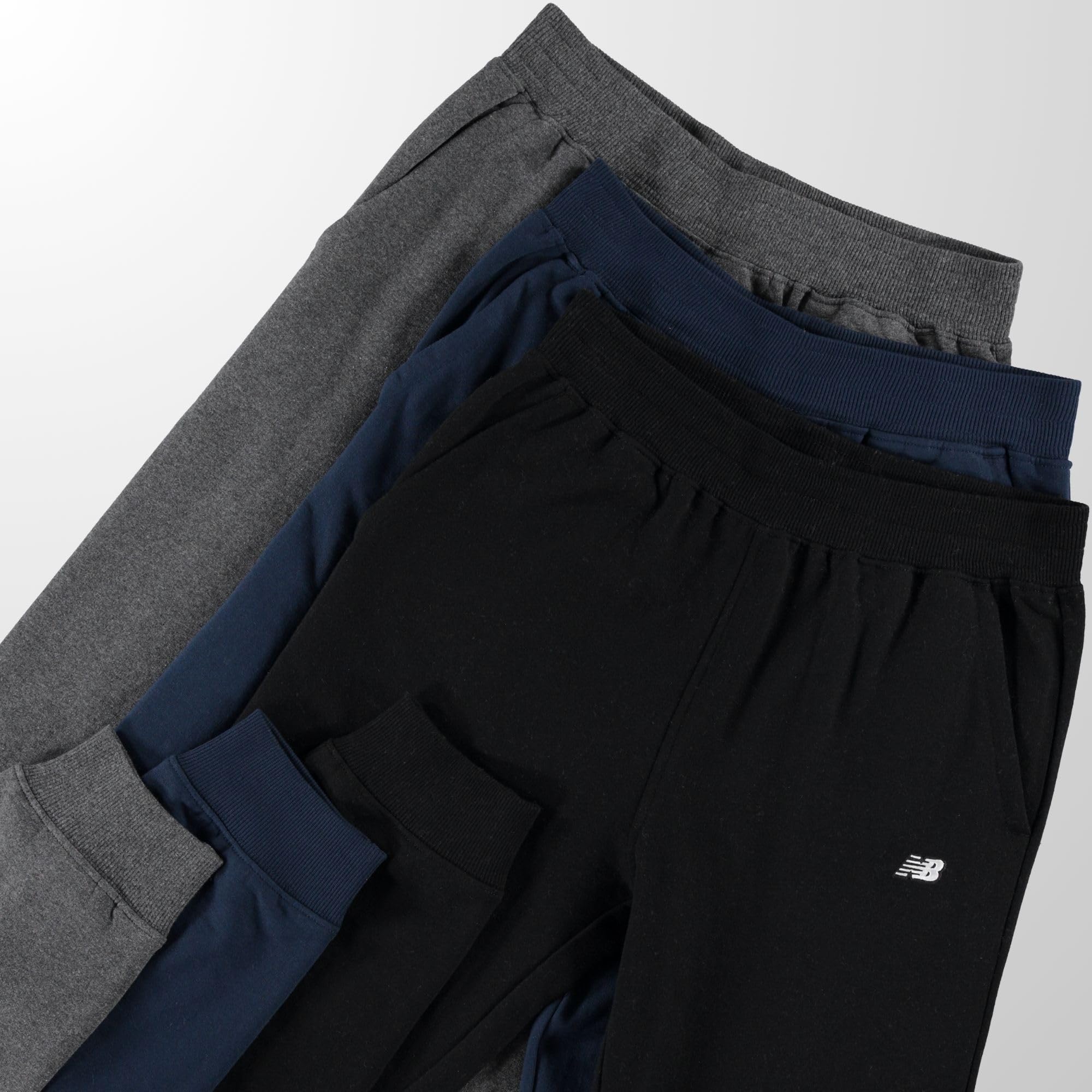 New Balance Pantaloni da Jogging in Pile da Bambino, Confezione da 3, in Morbido Pile Misto Cotone, con Tasche, vestibilità Atletica, Taglie 4-20