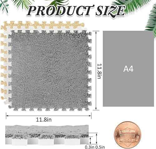 Miniatura 2 de Amylove 72 tapetes de espuma de 12 x 12 x 0.4 pulgadas, tapetes de espuma EVA entrelazados con borde, suave felpa esponjosa, alfombra de piso de