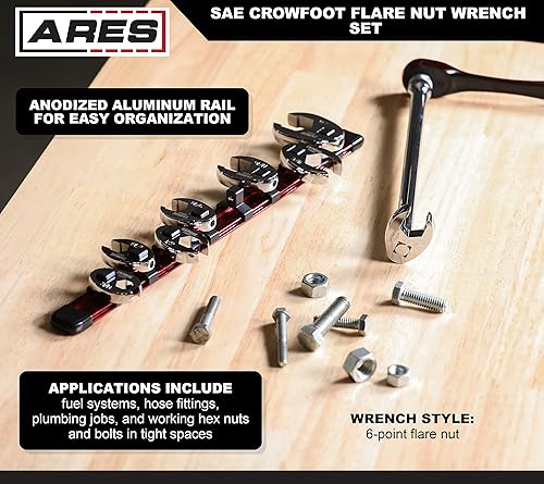 Miniatura 4 de ARES 33011 - Juego de 8 llaves SAE Flare Nut Crowfoot - Llaves de pata de gallo de 38 pulgadas de 38 pulgadas de 38 pulgadas a 78 pulgadas - Incluye