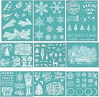 Vista 15 de BAOFALI Plantilla de serigrafía con temática navideña, impresión de serigrafía autoadhesiva reutilizable, para decoración/impresión