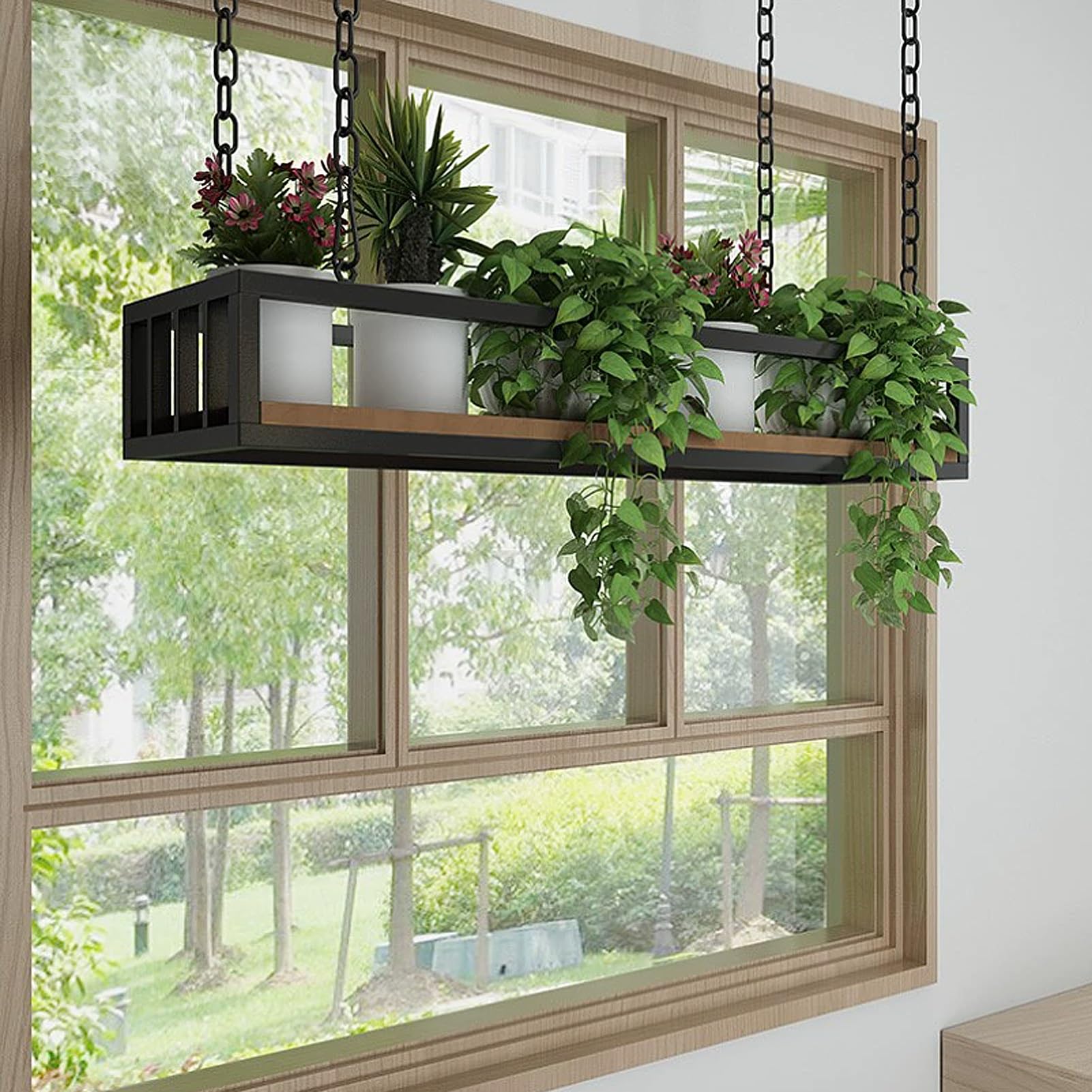 Étagères suspendues au plafond en métal pour plantes et rangement de bar moderne