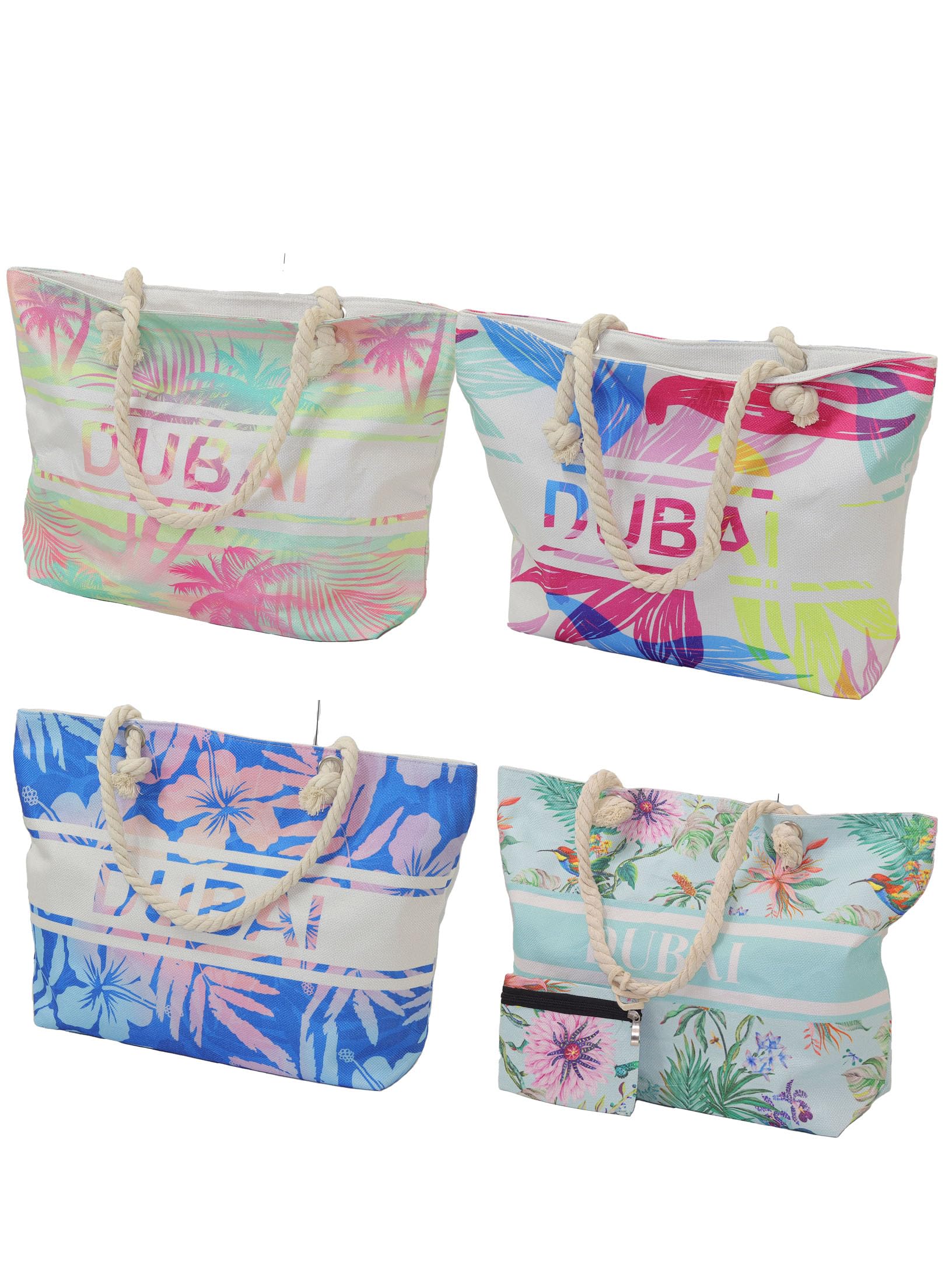 Women's Canvas Quilted Zipper Shopping Multi-Purpose Shoulder Bag with Dubai Souvenir Graphic 50x35 cm (Quantity 4 Pieces)19