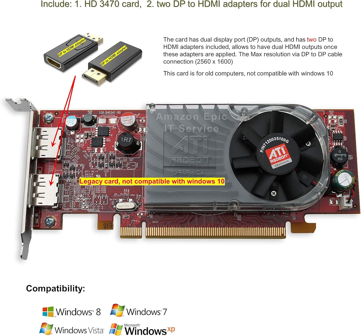 AMD Radeon HD 3470 Low Profile Card Ideal for Slim Guyana Ubuy