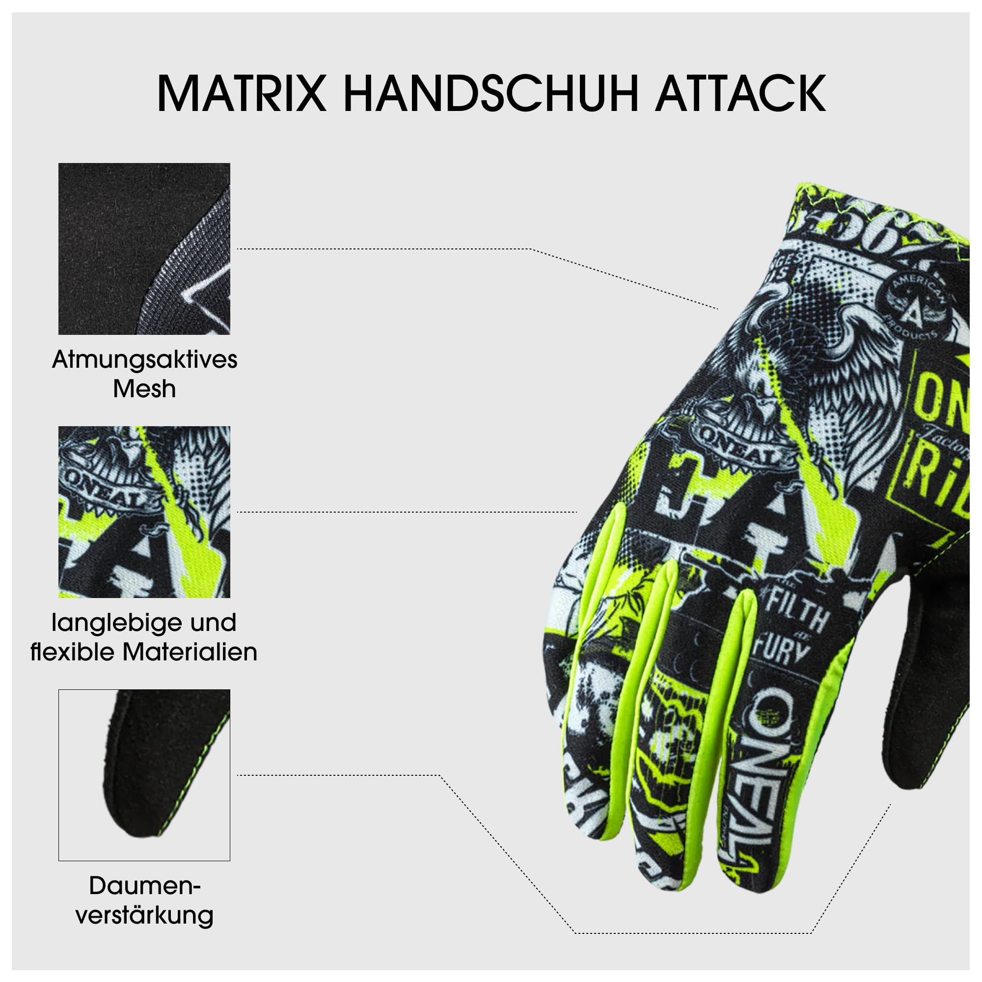 O'NEAL Matrix Glove Attack Gants Cyclisme Motocross MX MTB DH FR Downhill Freeride
