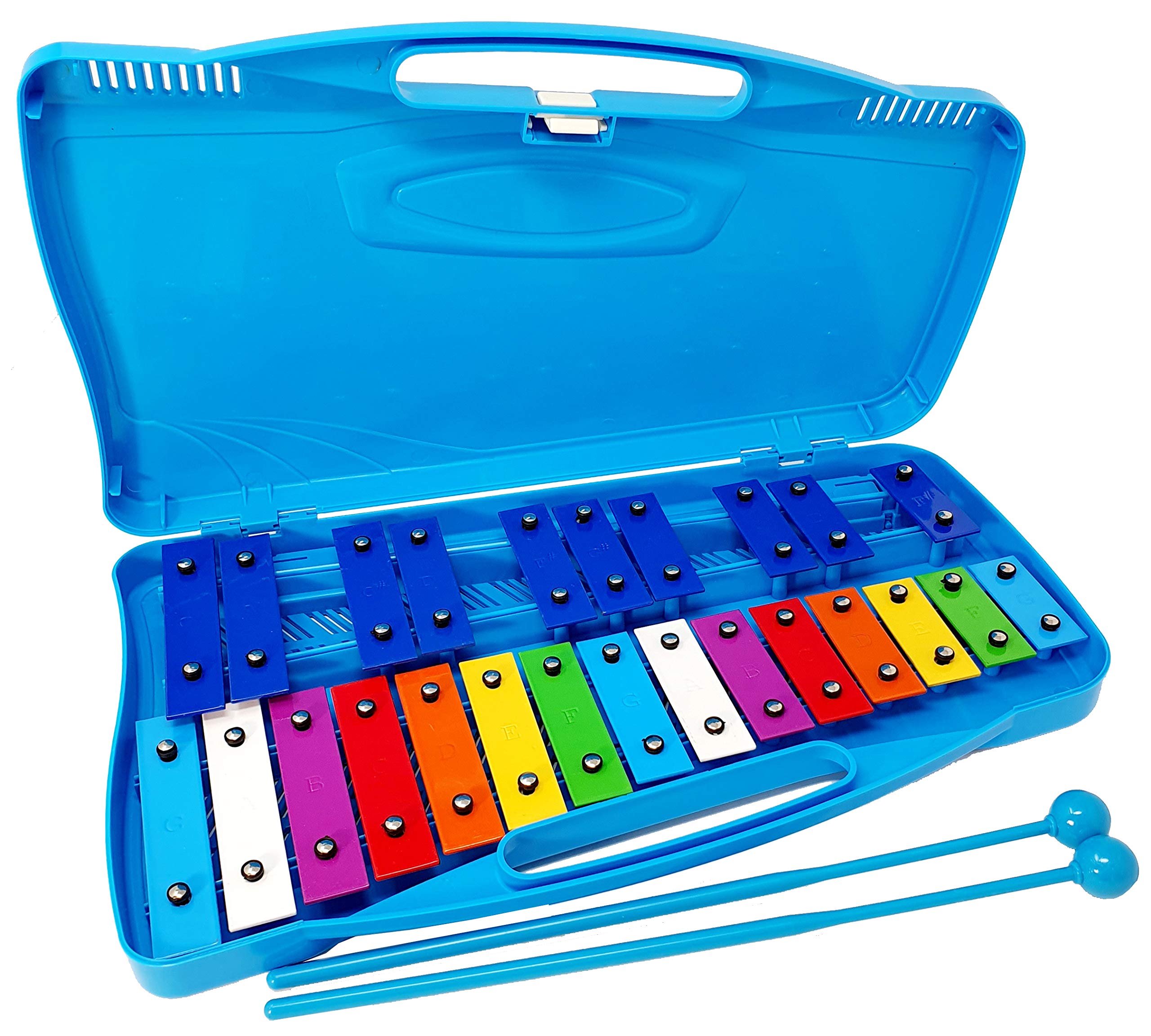 ROCKSTAR - Glockenpiel Carrillón Metalófono Xilófono SG25C3 Cromático, 25 Teclas metálicas con Estuche y Mazas. Instrumento Musical