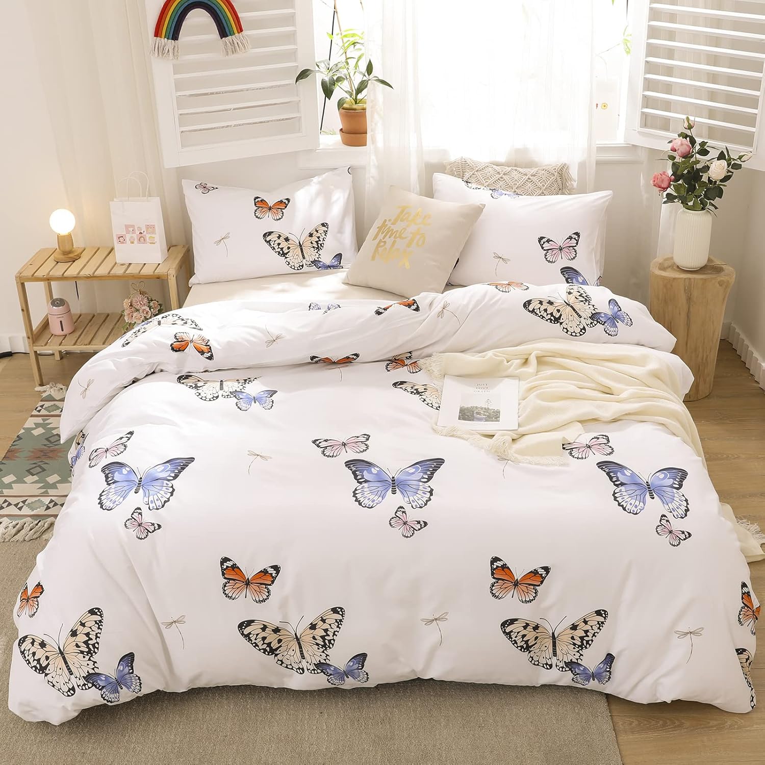 Blue Butterfly Comforter Set Queen Size Butterfly Bedding Set Blue