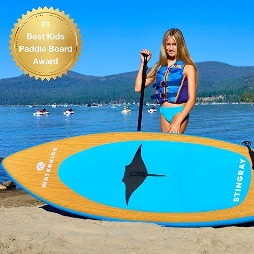 Miniatura 3 de Tabla de remo para niños Waterkids de 8 pies 'Stingray' inflable tabla de remo SUP y paquete de accesorios para niños, tabla de remo inflable para