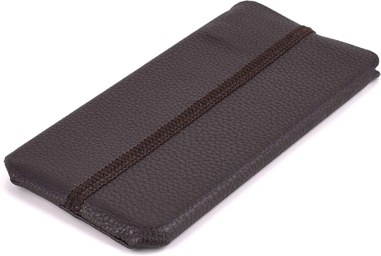 Dockem Minima Wallet Sleeve for iPhone 11 Pro Max, iPhone Xs Max, iPhone 8 Plus, iPhone 7 Plus - Ultra Slim Synthetic/Vegan Leather Wallet Sleeve with Card Slot (Dark Brown)