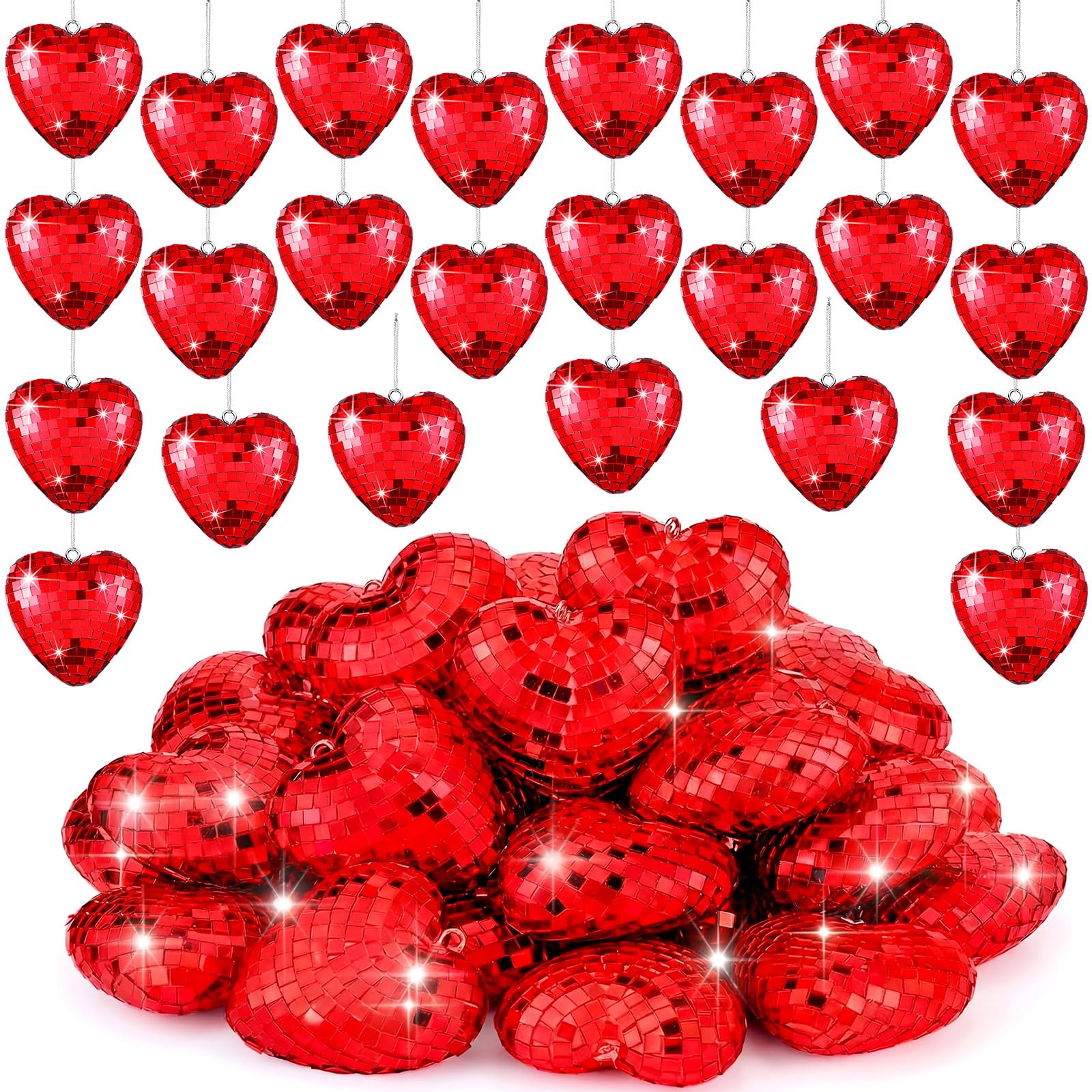 Boule disco d'amour rouge Saint-Valentin et suspension pour mariage