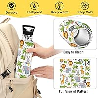Vista 4 de Kids Water Bottle for School Leakproof Sports Water Bottle for Kids for Boys Girls 20oz, BPA-Free, Cute Cartoon Animals Lions