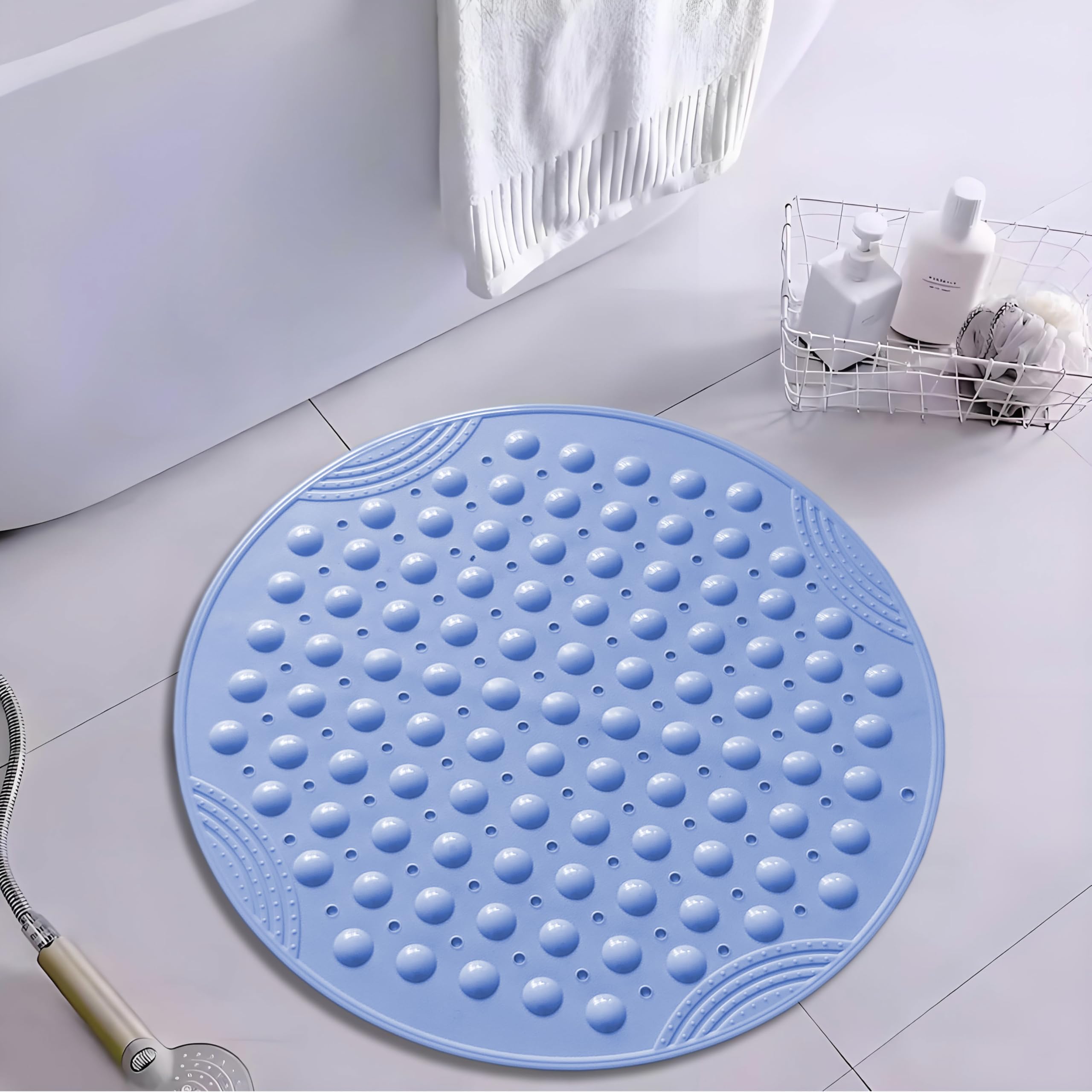 VSUSN 55cm Round Shower Mat with Suction Cups Anti-Slip Round Bathtub Mat Inside or Outside Showers Machine Washable - Image 7