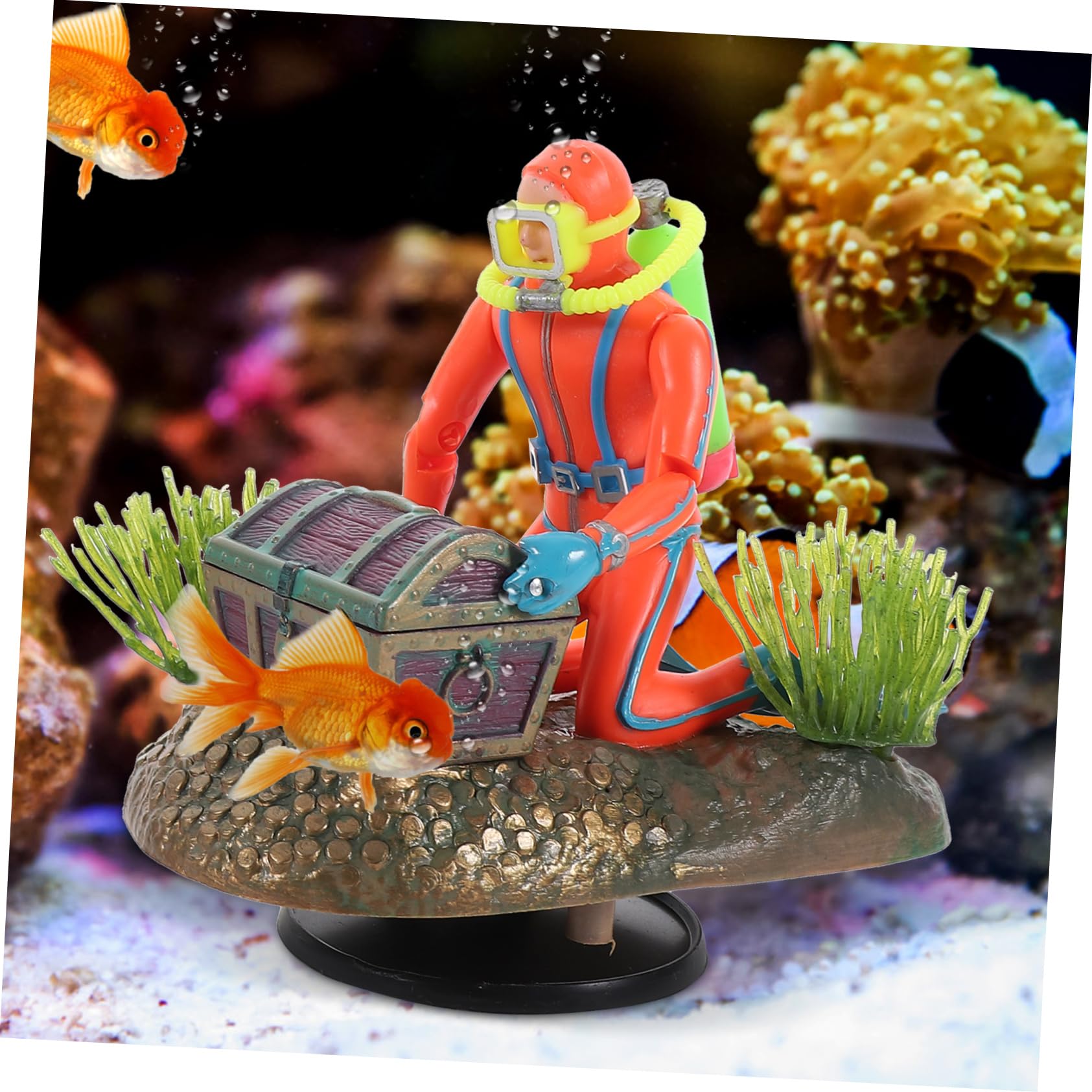 Sosoport 2 Ensembles Fish Tank Treasure Chasse Grenouille Chauffe-Aquarium Eau Poisson Decoration Nature Figurine Plongeur Parure de modelage Plongeur Statue Flottante de Plongeur Plastique