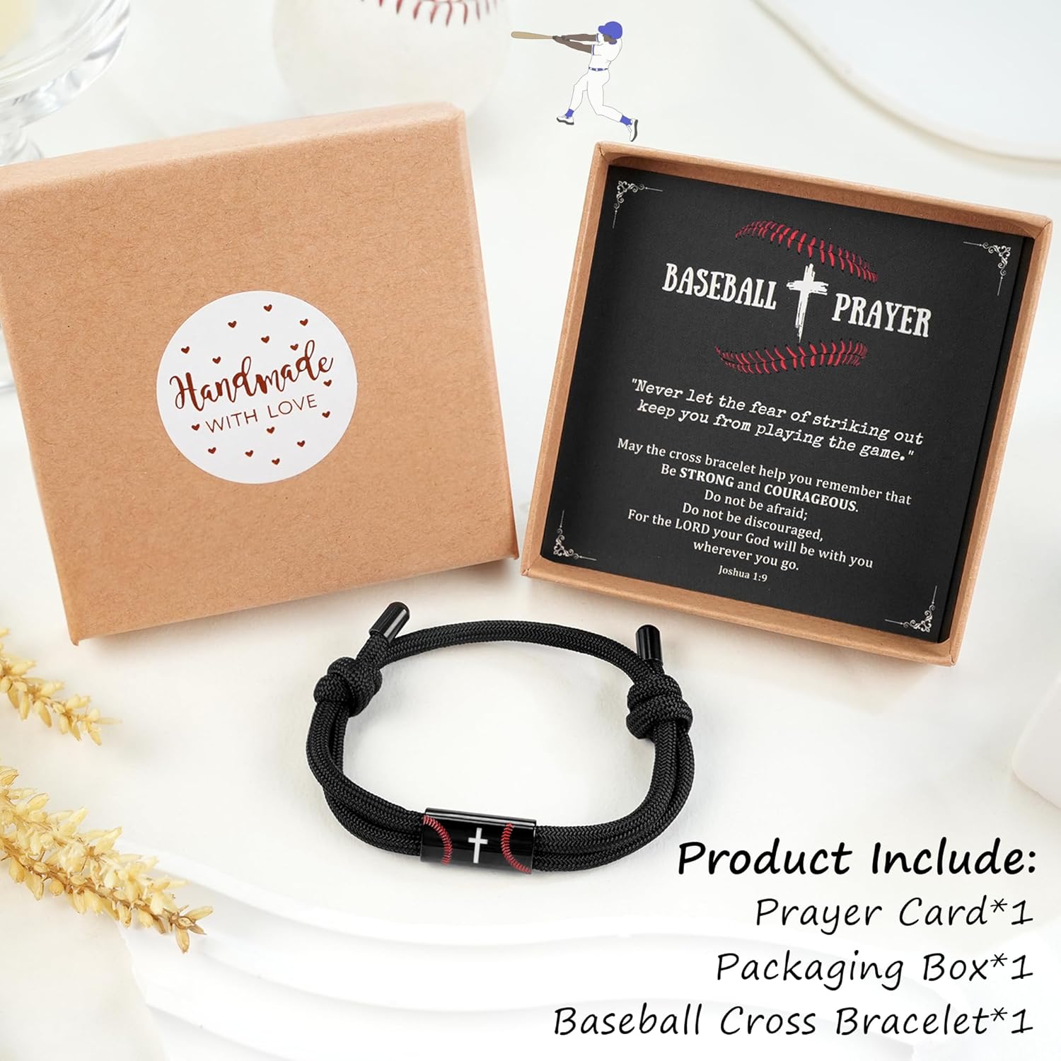 Mens Cross Bracelet as Easter Basket Stuffers for Teens, Soccer Baseball Joshua 1 9 Cross Bracelet Basketball Philippians 4:13 Accessories as Boys Easter Gifts for Sons Baptism Confirmation - Image 3