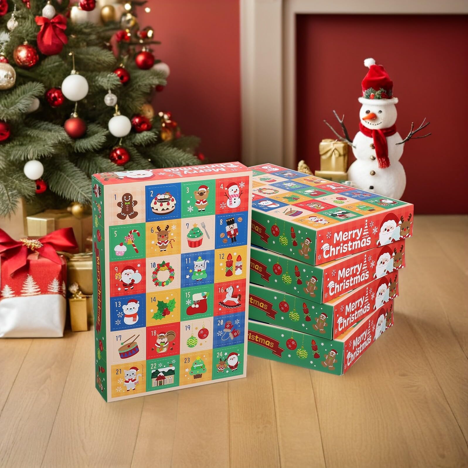TOPBATHY 15piezas Caja de Regresiva Navideña Días Unidades Cajas de Papel para Calendario de Adviento Navideño DIY Hacer Dulces y Decoraciones Navideñas