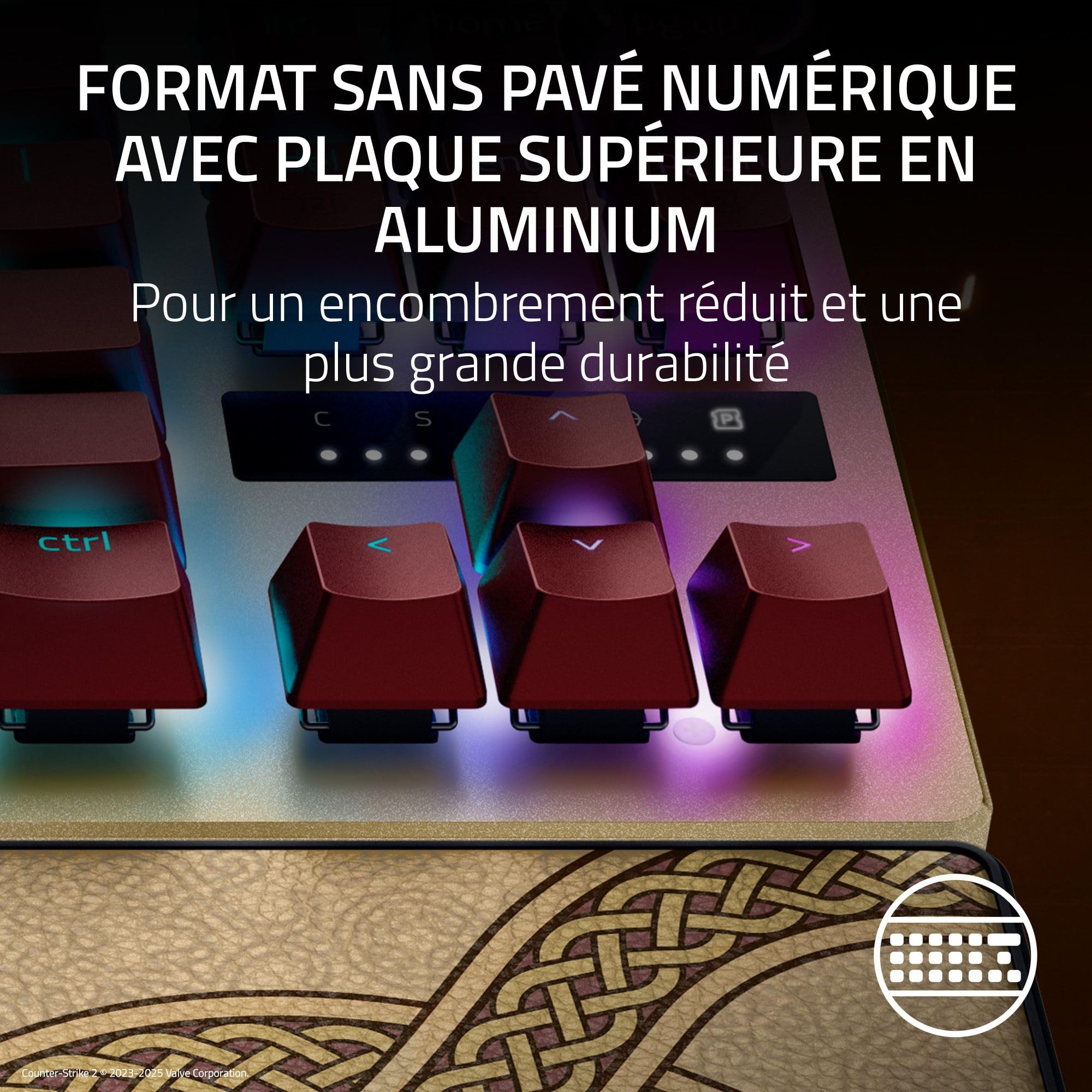 Razer Huntsman V3 Pro Tenkeyless Counter-Strike 2 Dragon Lore - Clavier PC e-Sport TKL Optique analogique sans pavé numérique - Snap Tap - Rapid Trigger - Clavier QWERTY US | Dragon Lore