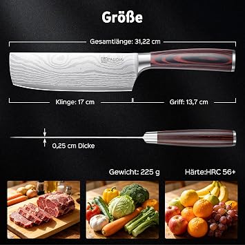 Paudin 5Cr15Mov Kitchen Knife Chef's Knife Utility Knife Made of German Stainless Steel