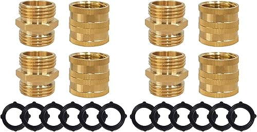 Miniatura 9 de Hourleey Adaptador de manguera de jardín, conectores de manguera de latón macizo de 3/4 pulgadas, adaptadores macho a macho, hembra a hembra,