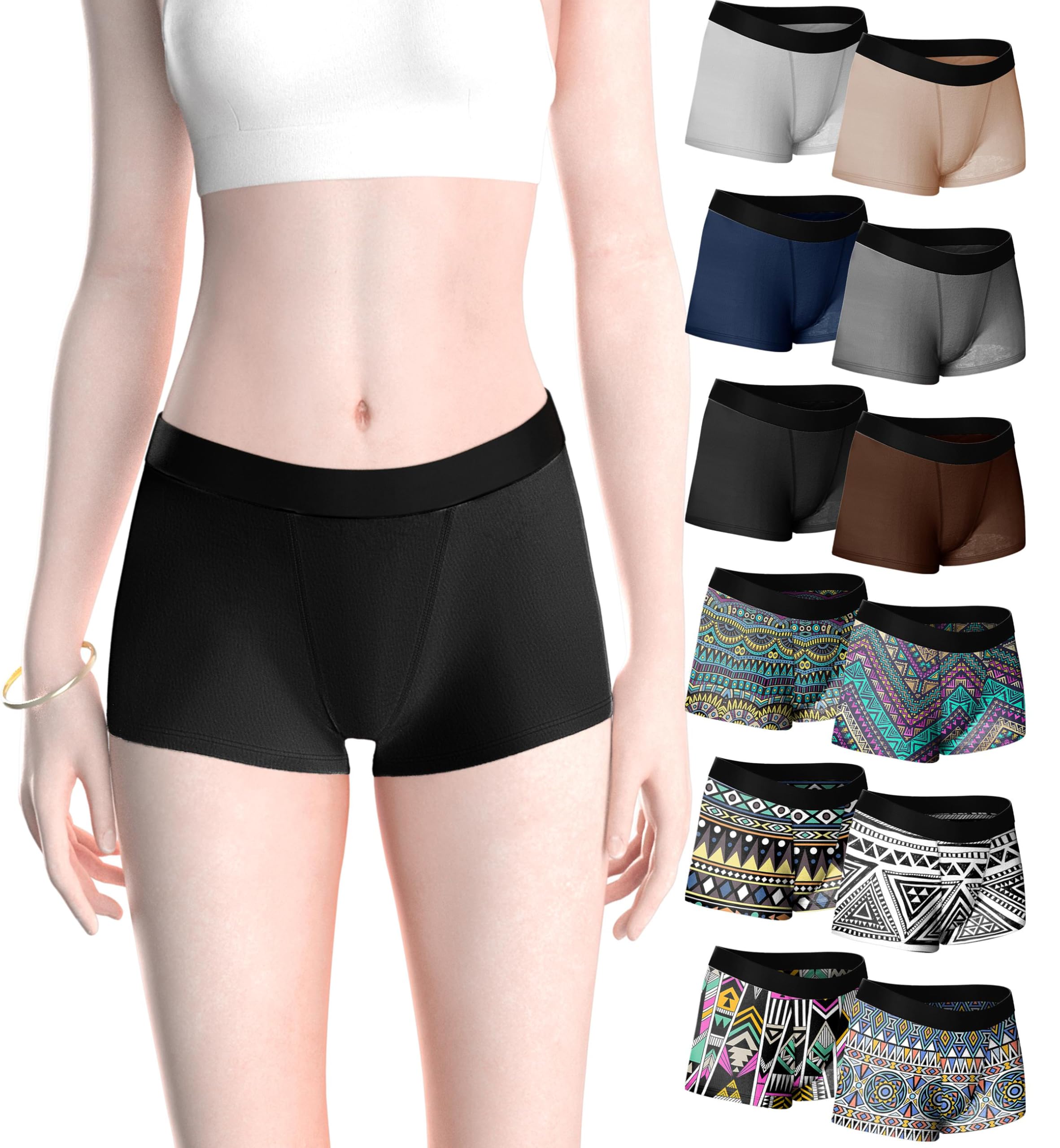 Sexy Basics Women's Boy Short Boxer Briefs | Ultra Soft | Boyleg Trunks | Multi Pack Colors
