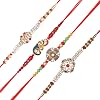 Set of 4 Rakhi for Brother Bhaidooj Tikka Rakhi Thread Bracelet for Bhai Bhabhi Bhaiya Veera Raksha Bandhan Set Dora Bracelets with Rakhi for Brother Sister Indian Traditional Diwali Decorations