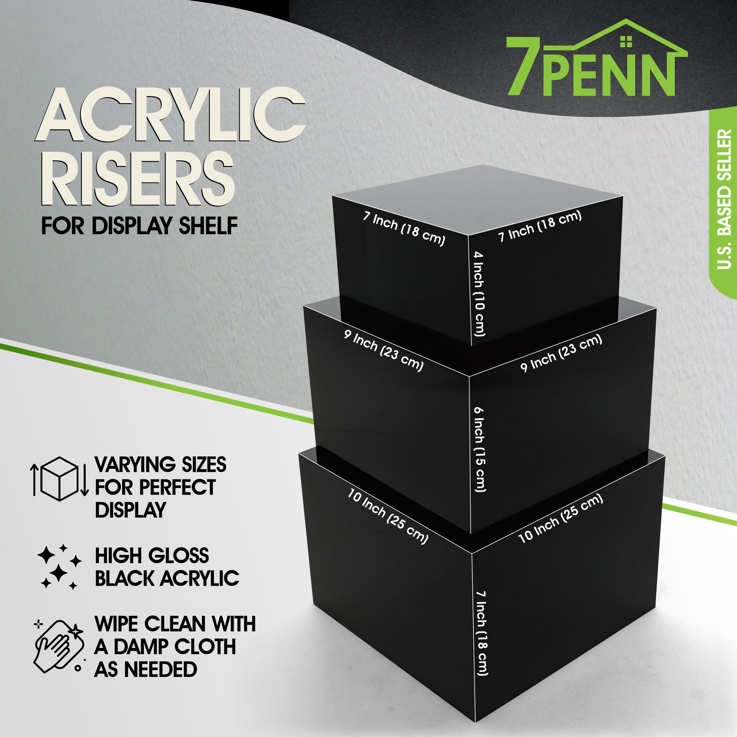 Snapklik.com : Acrylic Risers For Display Shelf - 3 Piece Black Shoe ...