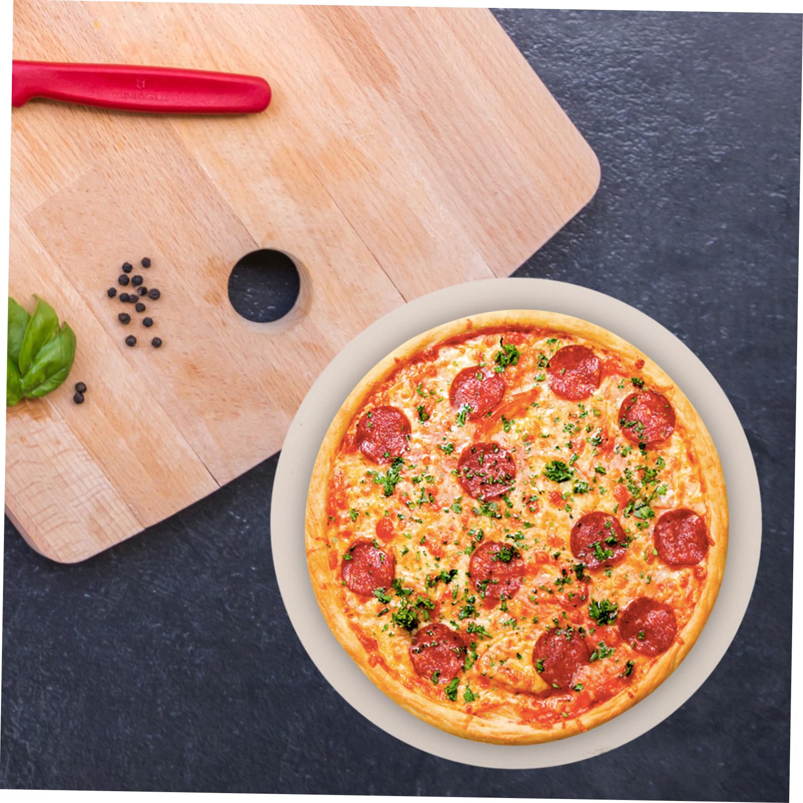 Cabilock Pierre à Pizza Ronde en Cordiérite pour Four, Pierre de Cuisson Cuisine, Conserve la Chaleur, pour Pizza et Pain