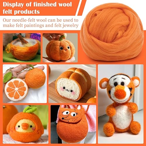 Miniatura 28 de Mayboos Hilo de lana para hilar, lana natural de color de 1.76 onzas, suministros de fieltro de lana pura, hilo grueso para fieltro húmedo, Color2