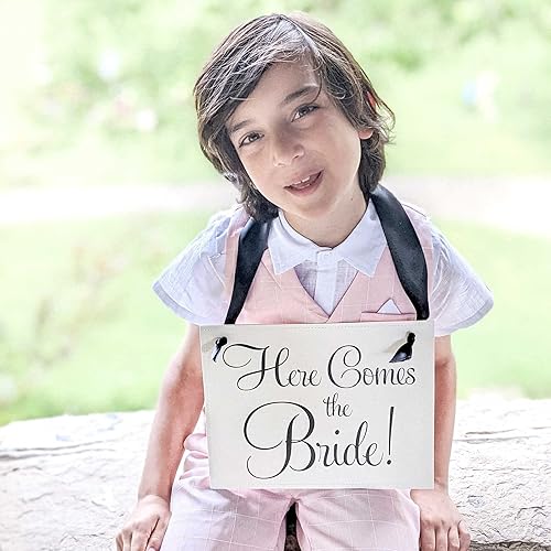 Vista 9 de Ring Bearer Wedding Sign & Flower Girl Ceremony Banner Classic (Can't Be Trusted Orange)