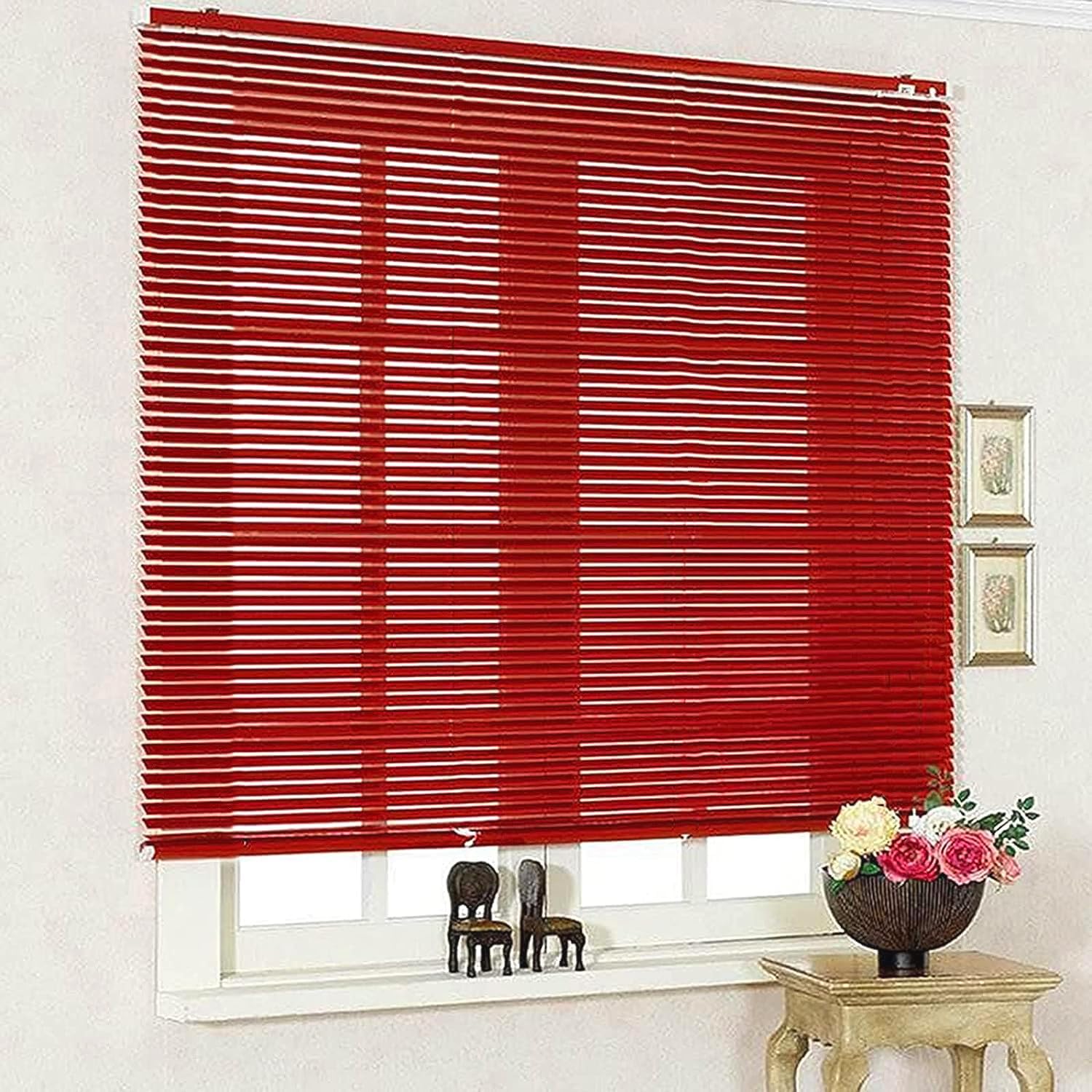 Aluminium Jalousie,Rot Jalousette Aluminium Fensterjalousie,Lamellen-Rollo für Sicht- und Sonnenschutz,Tür Fenster Seitenzugrollo,Wand-und Deckenmontage,Breite x Höhe (100x140cm)