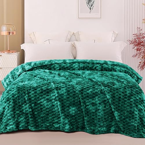 Miniatura 2 de Exclusivo Mezcla Manta de forro polar suave tamaño Queen, 90 x 90 pulgadas, elegante manta de terciopelo jacquard para cama, acogedora, suave y
