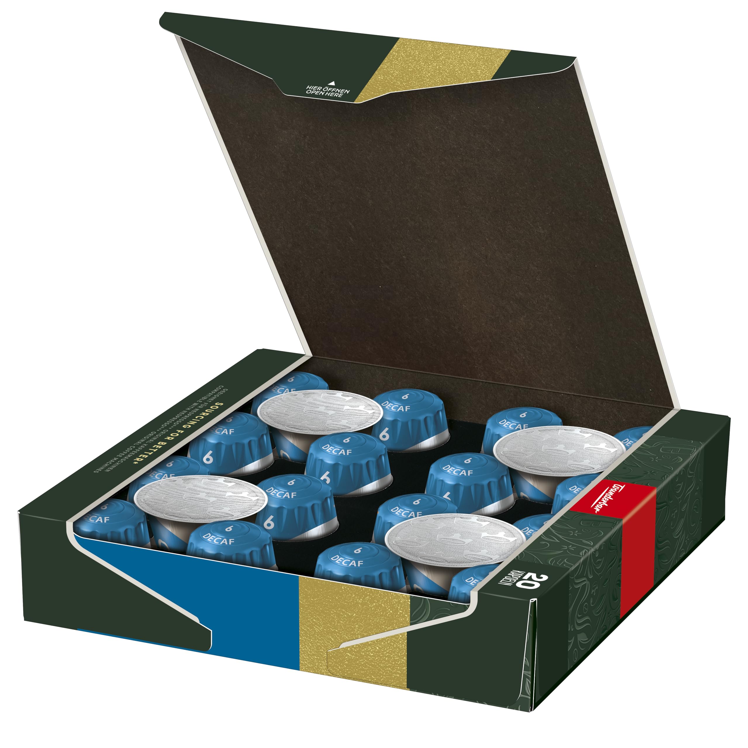 Jacobs Kaffeekapseln Lungo Decaffeinato, Intensität 6/12, 10 x 20 Getränke, Nespresso* kompatible Kaffee Kapseln, 200 Kapseln