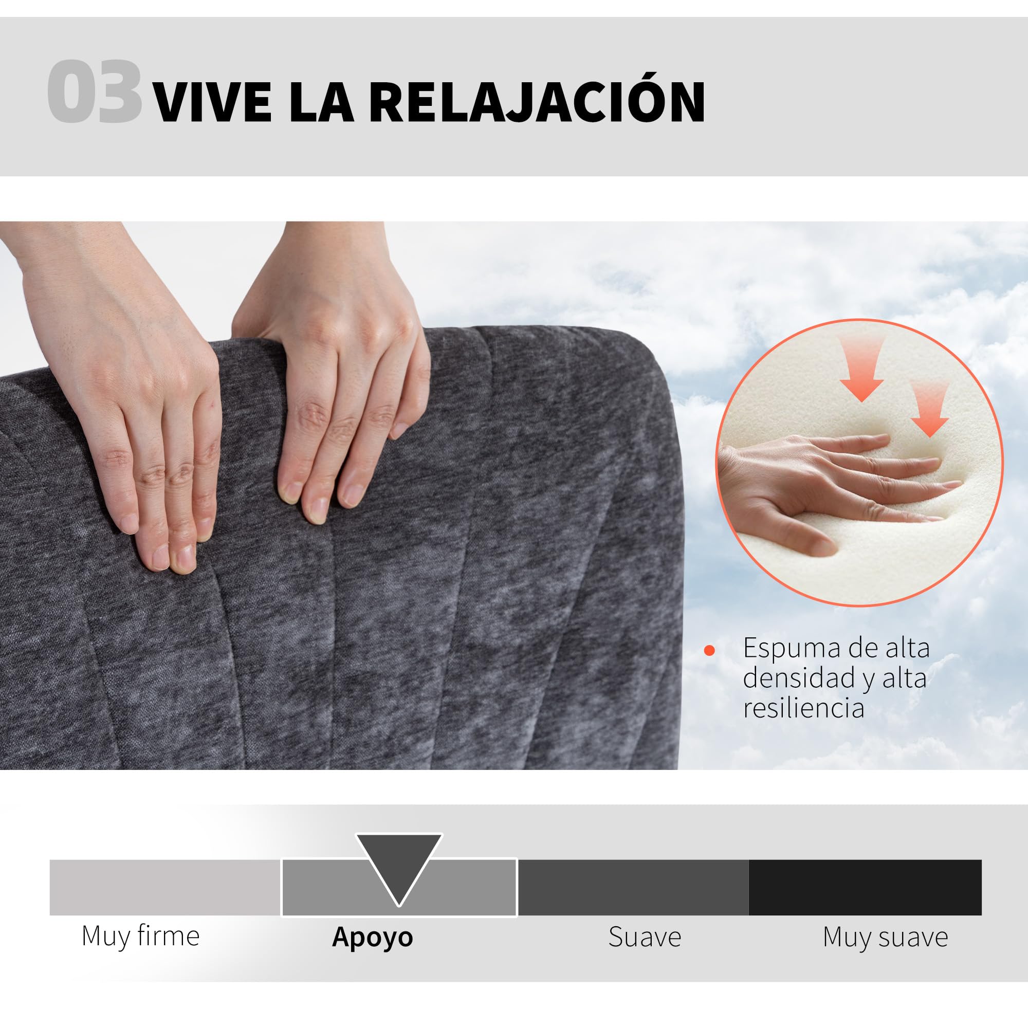 HOMCOM Silla de Oficina Piernas Cruzadas, Ruedas, 62x67x83-93 cm, Gris | Silla de Escritorio, Asiento Ancho, sin Reposabrazos, Altura Ajustable, Giratoria, Función Basculante, Tapizada en Chenilla