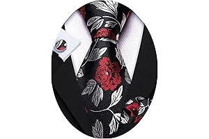 Flower Ties for Men Handkerchief Cufflinks Set Wedding Necktie Set Party