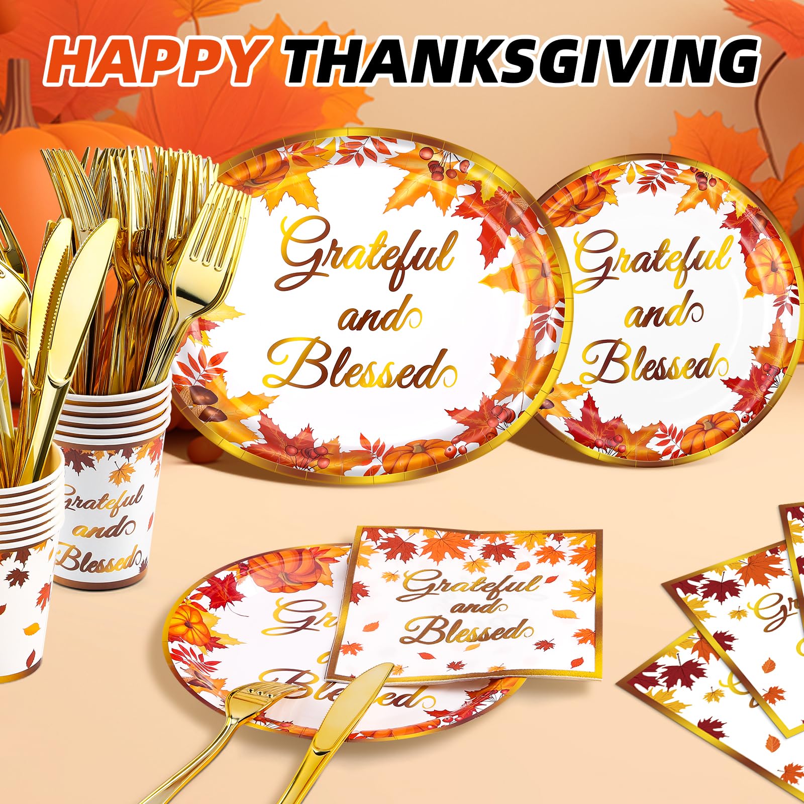 Thanksgiving Plates Set - Serve 25 Guests -4