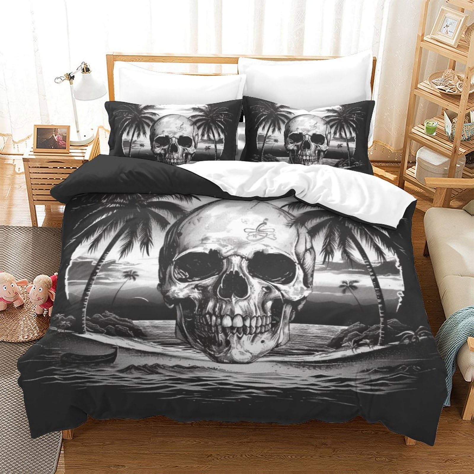 Housse de couette crâne 3D pour relooker une chambre d'ado ou un lit double