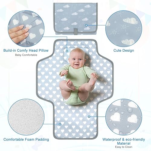 Miniatura 2 de Accmor Cambiador de pañales portátil, cambiador de bebé impermeable, almohadillas plegables para cambiar pañales de viaje para bebé, regalos de