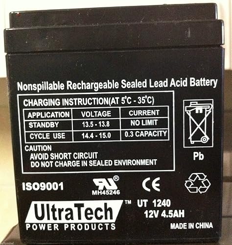 UltraTech UT-1240 12V, 4.5Ah Batería de alarma de plomo ácido sellada UT1240 ISO9001 (paquete de 2)